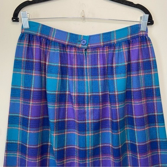 Pendleton Purple Blue Plaid Wool Maxi Skirt Size 14 - Picture 5 of 9